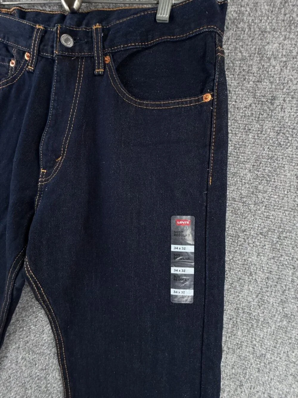 NWOT Levis 505 Dark Wash Denim Jeans 34x32 Regular All Cotton Blue Adult Men